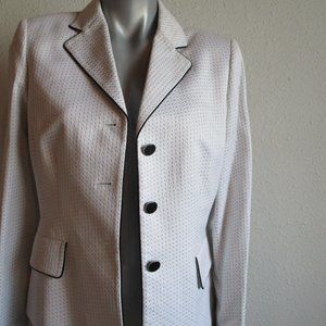 Evan Piccone white professional jacket with black accents. Size 8. New.
